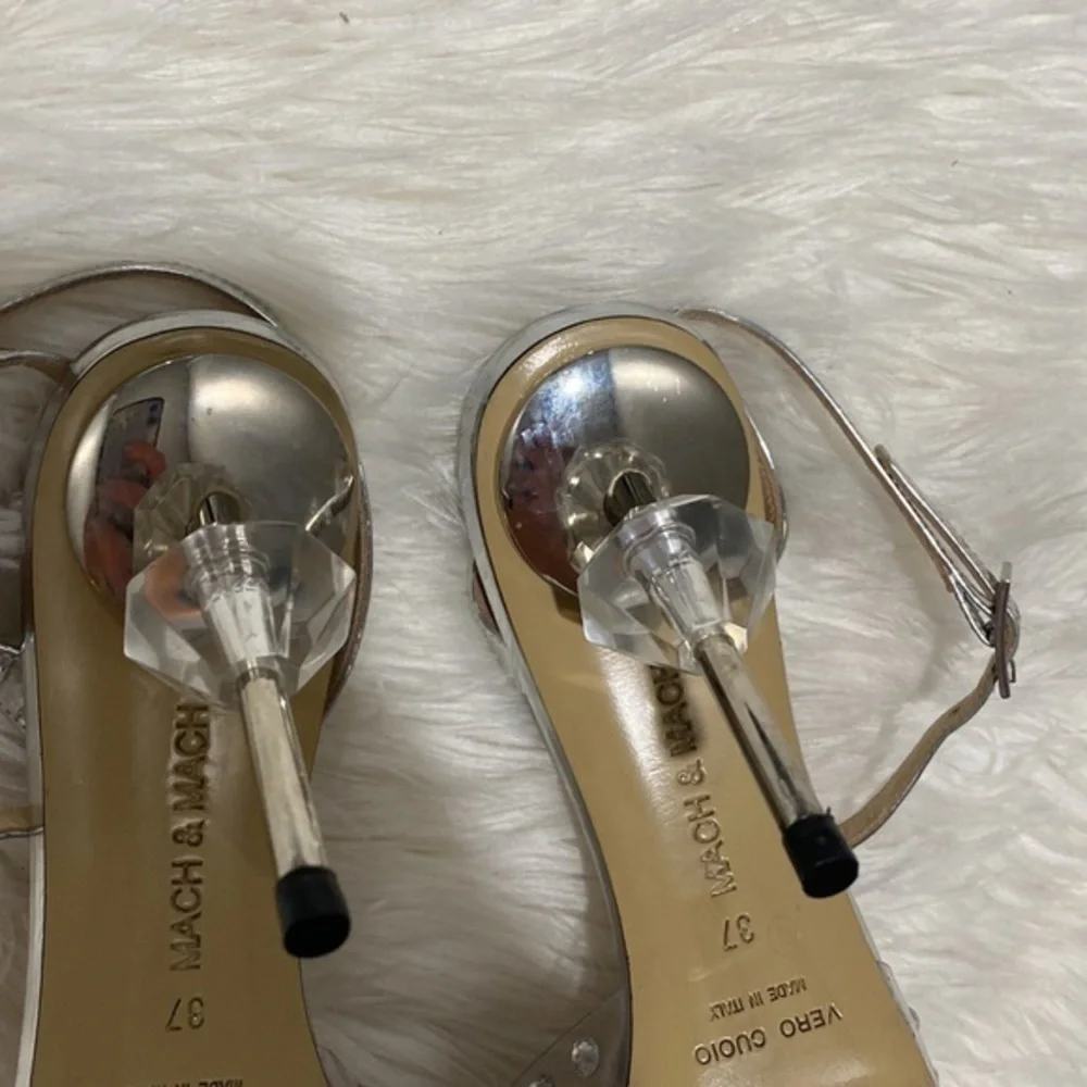 Mach and Mach‎ Crystal Embellished Clear Ankle Strap pump